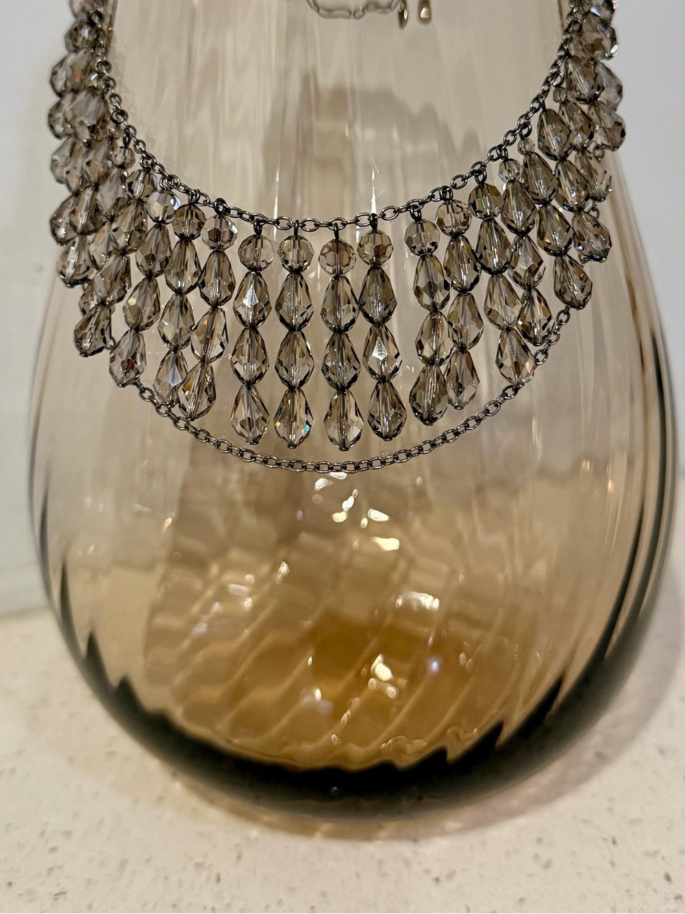 Swarovski Mustang Clear Crystal
Teardrop Fringe Necklace-Silver Tone